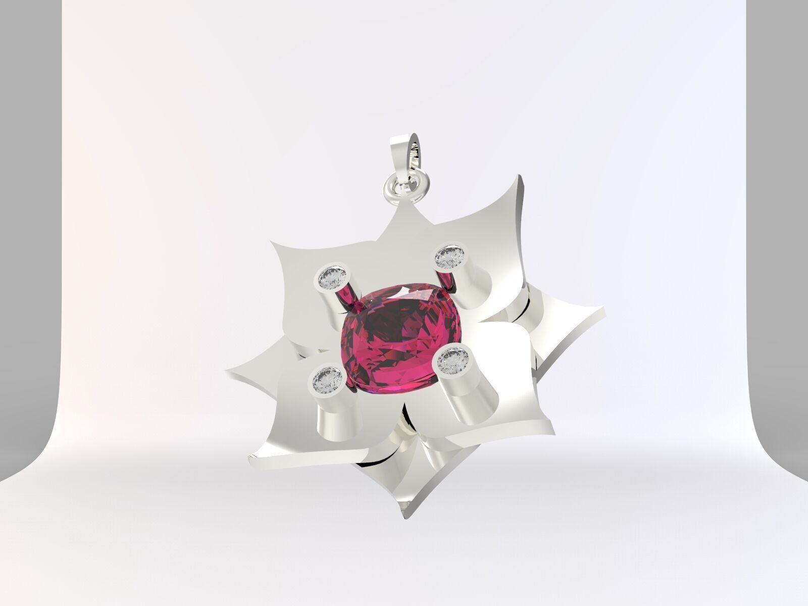 olu flower pendant modal 3D print model_8