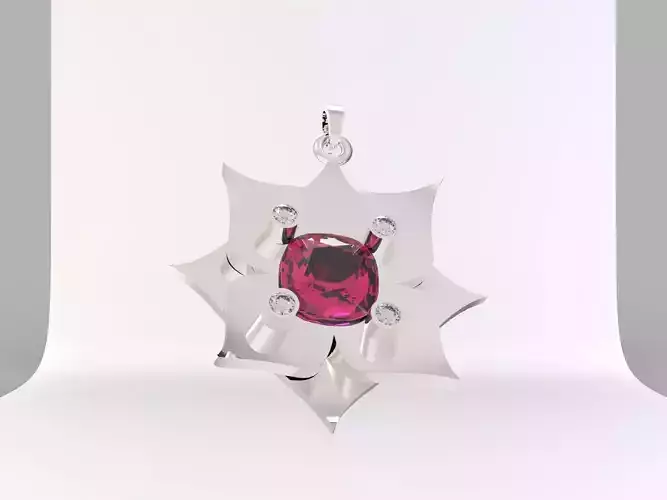 olu flower pendant modal 3D print model
