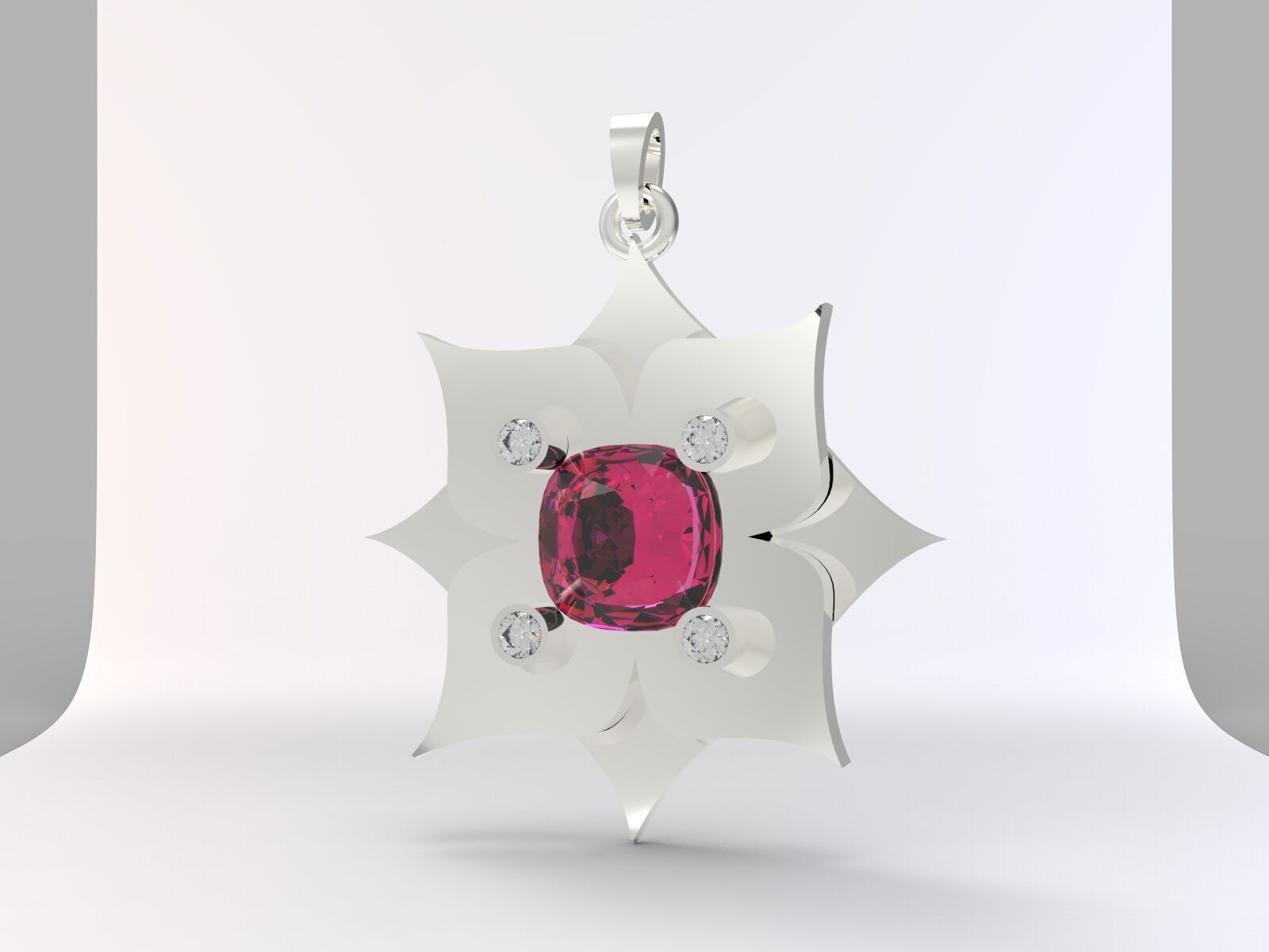 olu flower pendant modal 3D print model_6