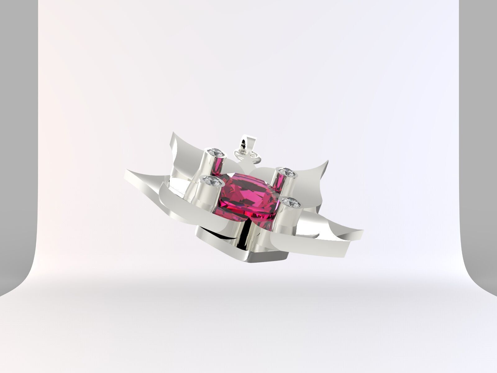 olu flower pendant modal 3D print model_4