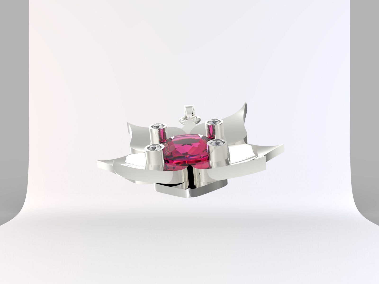 olu flower pendant modal 3D print model_5