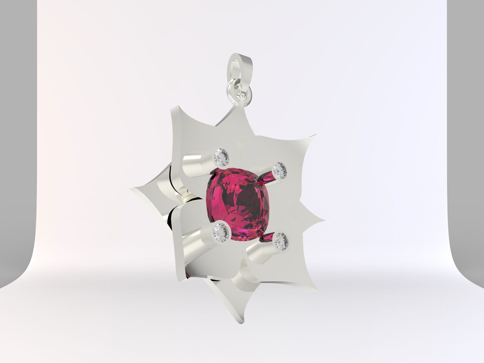 olu flower pendant modal 3D print model_9