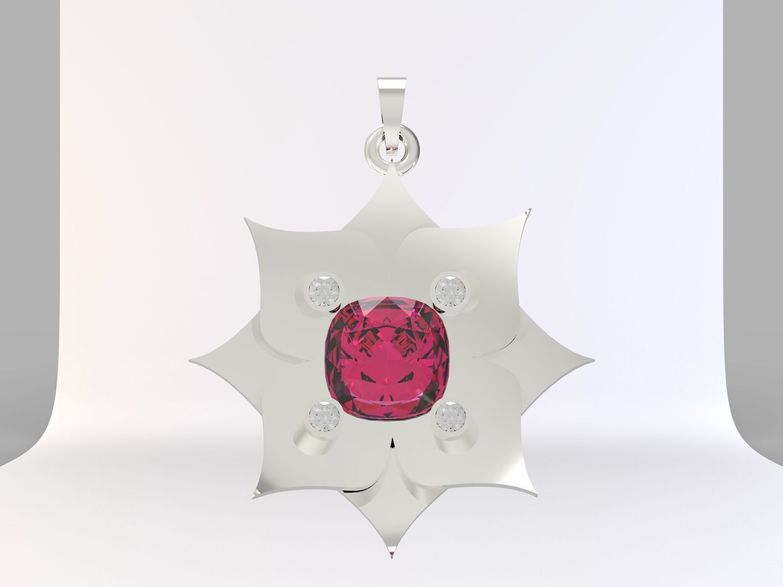 olu flower pendant modal 3D print model_7
