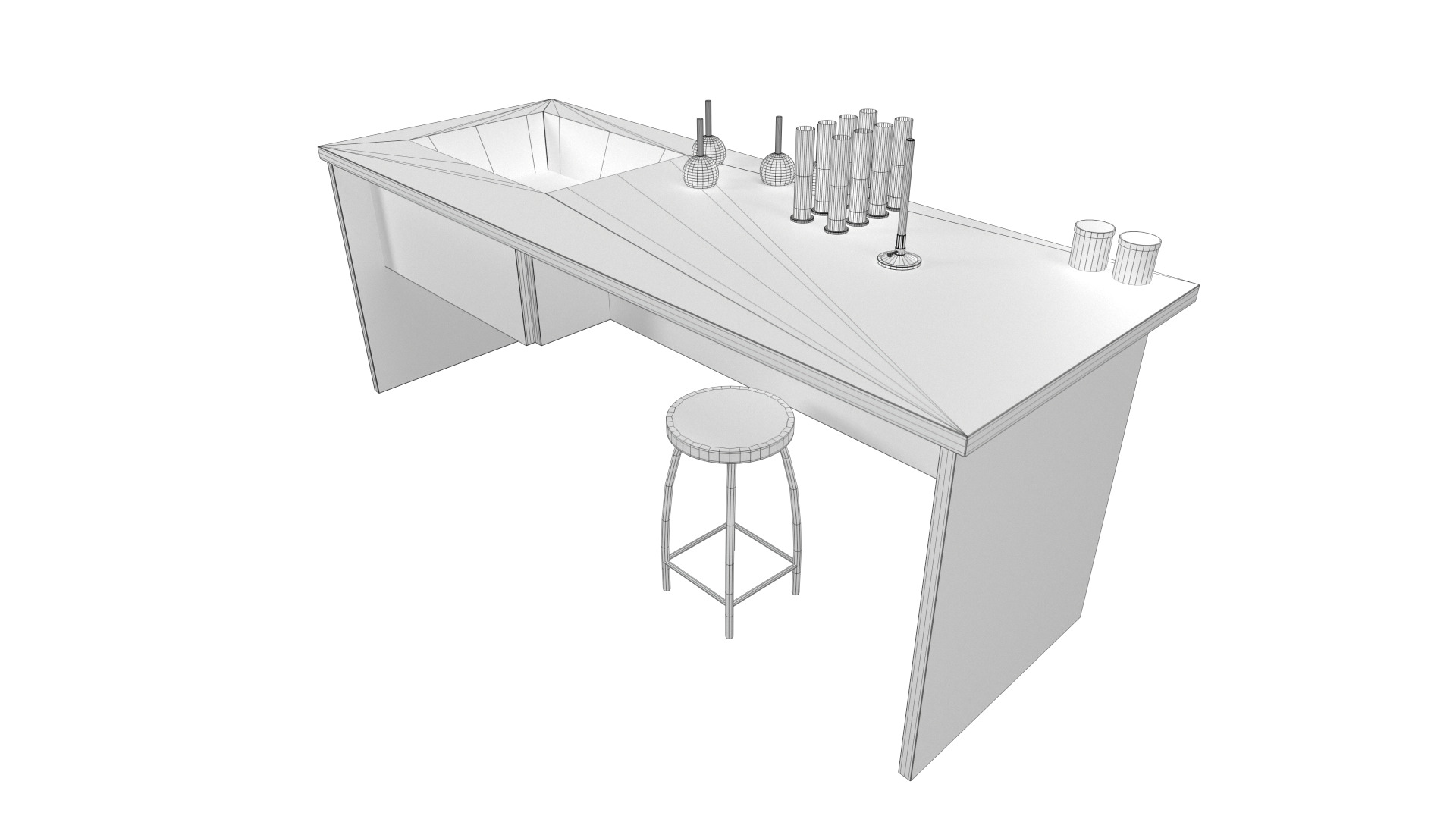 Laboratory table Low-poly 3D model_3