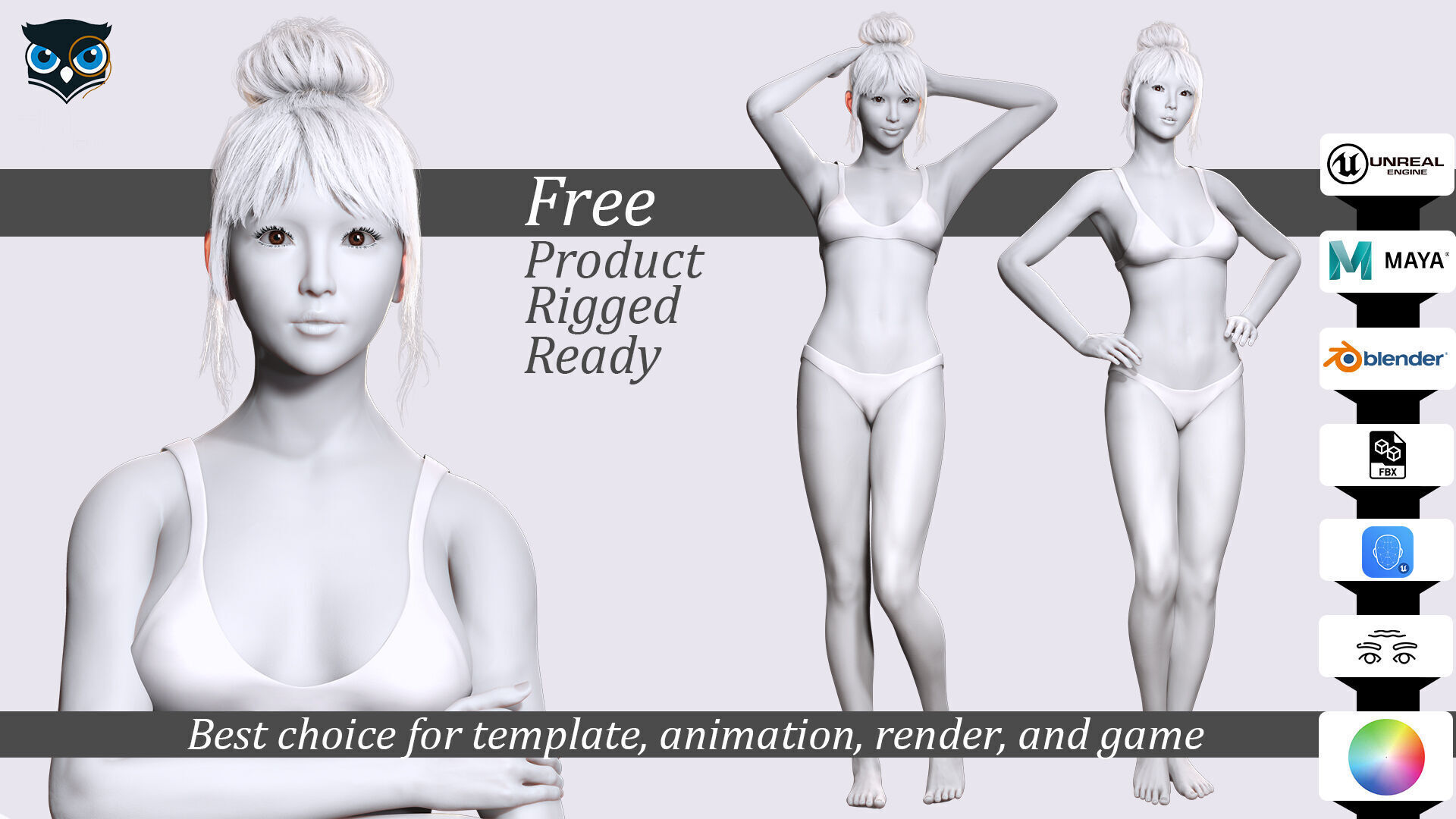 Download a Free High-Quality 3D Female Model Fully Rigged Free low-poly 3D model_1