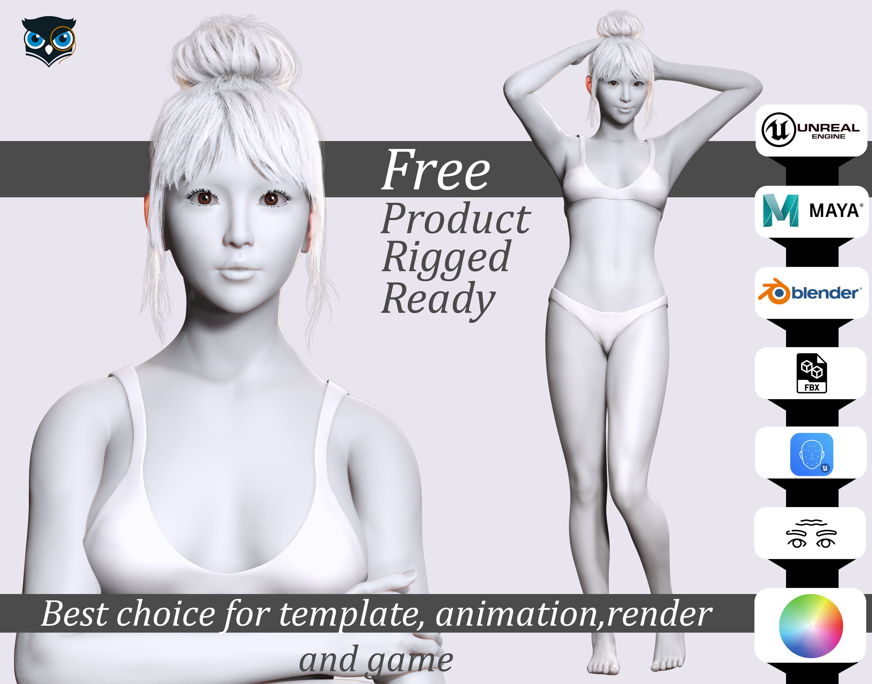 Download a Free High-Quality 3D Female Model Fully Rigged Free low-poly 3D model_0