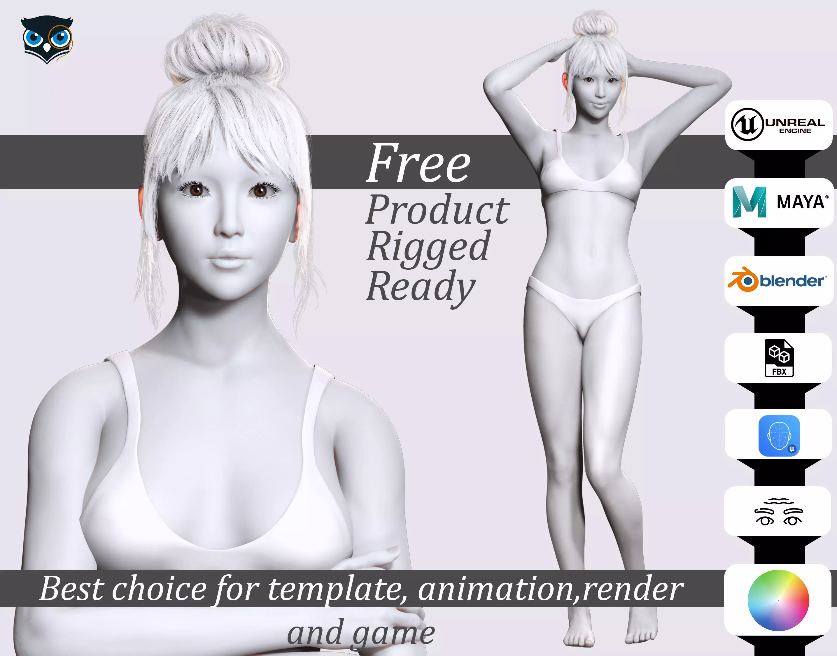 Download a Free High-Quality 3D Female Model Fully Rigged Free low-poly 3D model_0