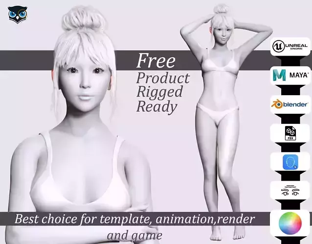 Download a Free High-Quality 3D Female Model Fully Rigged Free low-poly 3D model