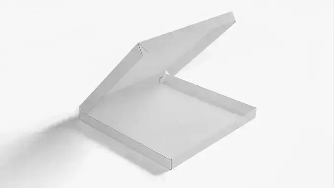 6 inch White Paper Open Pizza Box 3D model