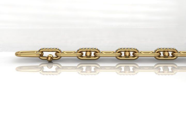 Tiffany Link Bracelet in Gold with Diamonds 3D print model_3