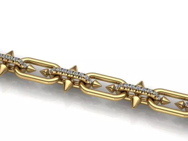 Tiffany Link Bracelet in Gold with Diamonds 3D print model_0