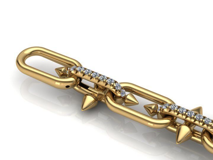 Tiffany Link Bracelet in Gold with Diamonds 3D print model_2