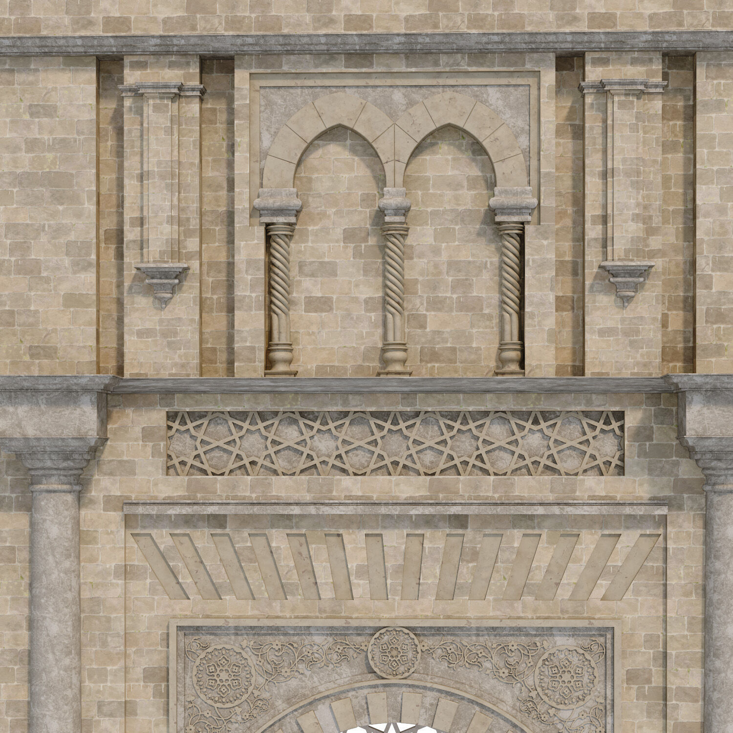 Arabic turkish islamic architectural element set 508 3D model_3