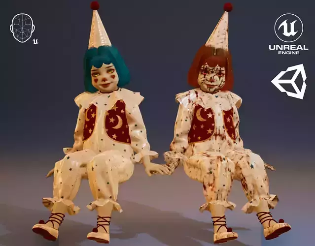 Clown Doll v2 G1 Game-Ready Low-poly 3D model