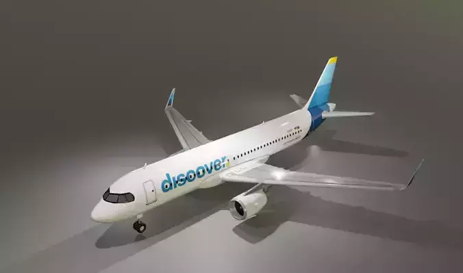 Discover airlines airbus a320-214 low poly 3D Model Low-poly 3D model
