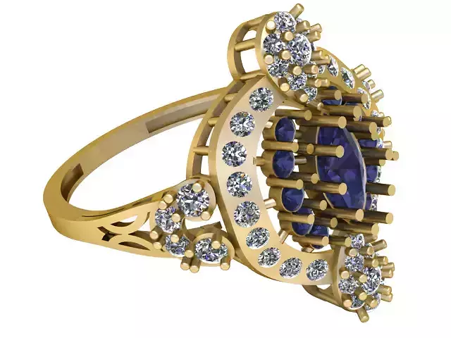 BLUE SAPPHIRE GOLD RING 3D PRINTABLE MODEL 