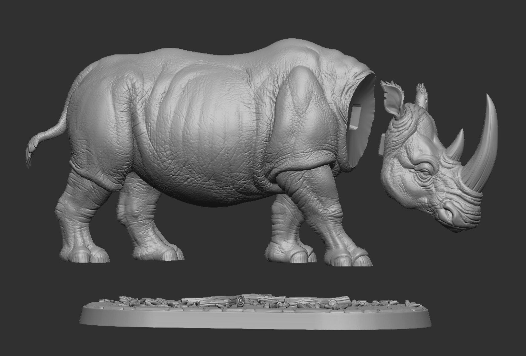 Rhinoceroses Three poses 3D print model_15