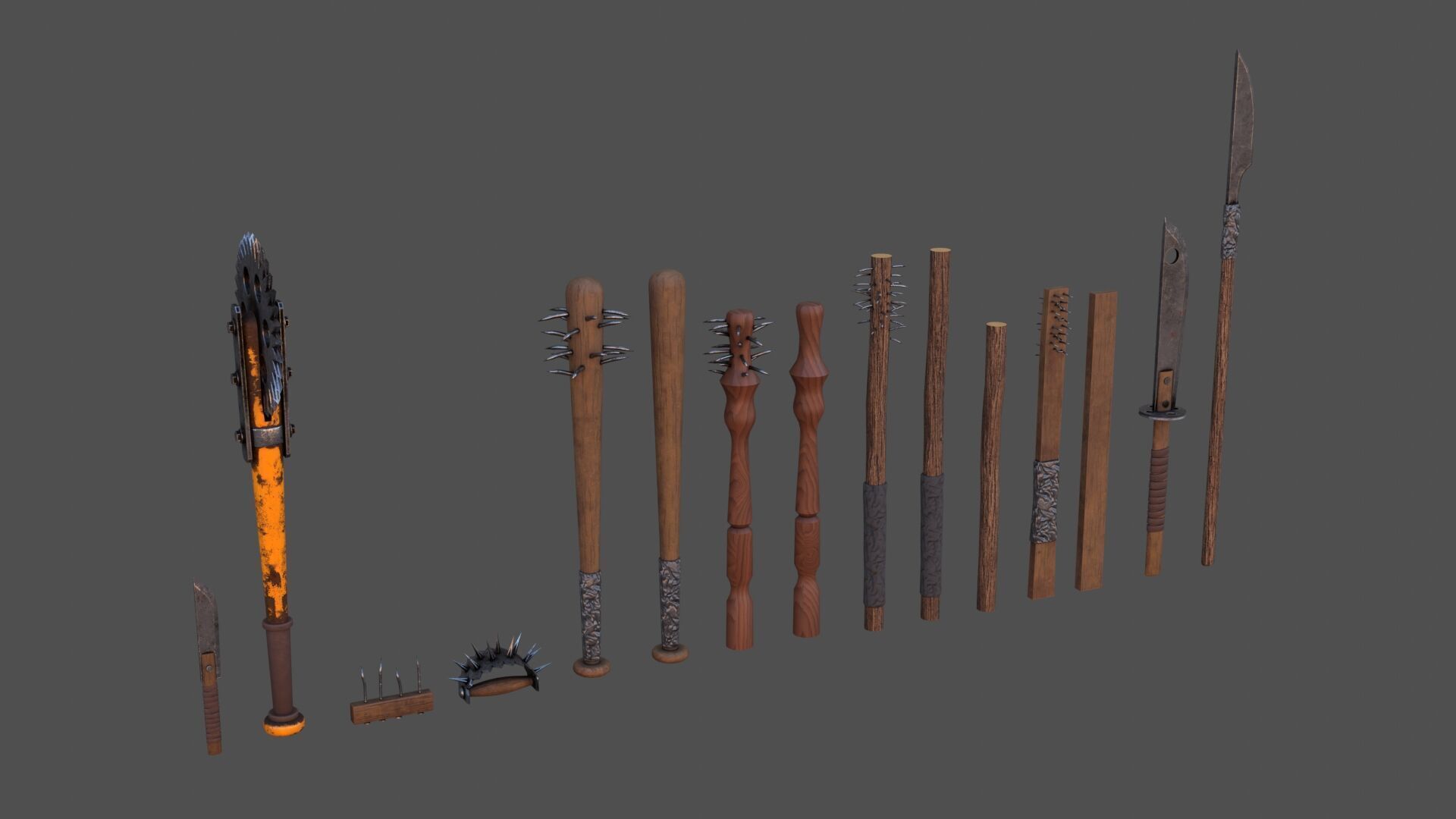 Post Apocalyptic Melee Weapons Low-poly 3D model_4