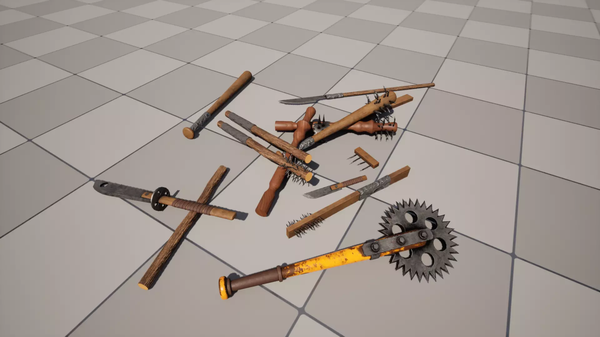 Post Apocalyptic Melee Weapons Low-poly 3D model_0