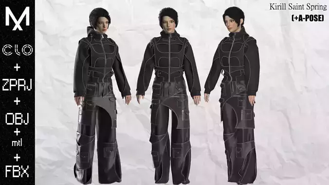 New Outfit Female Marvelous designer Clo3d OBJ mtl FBX ZPRJ