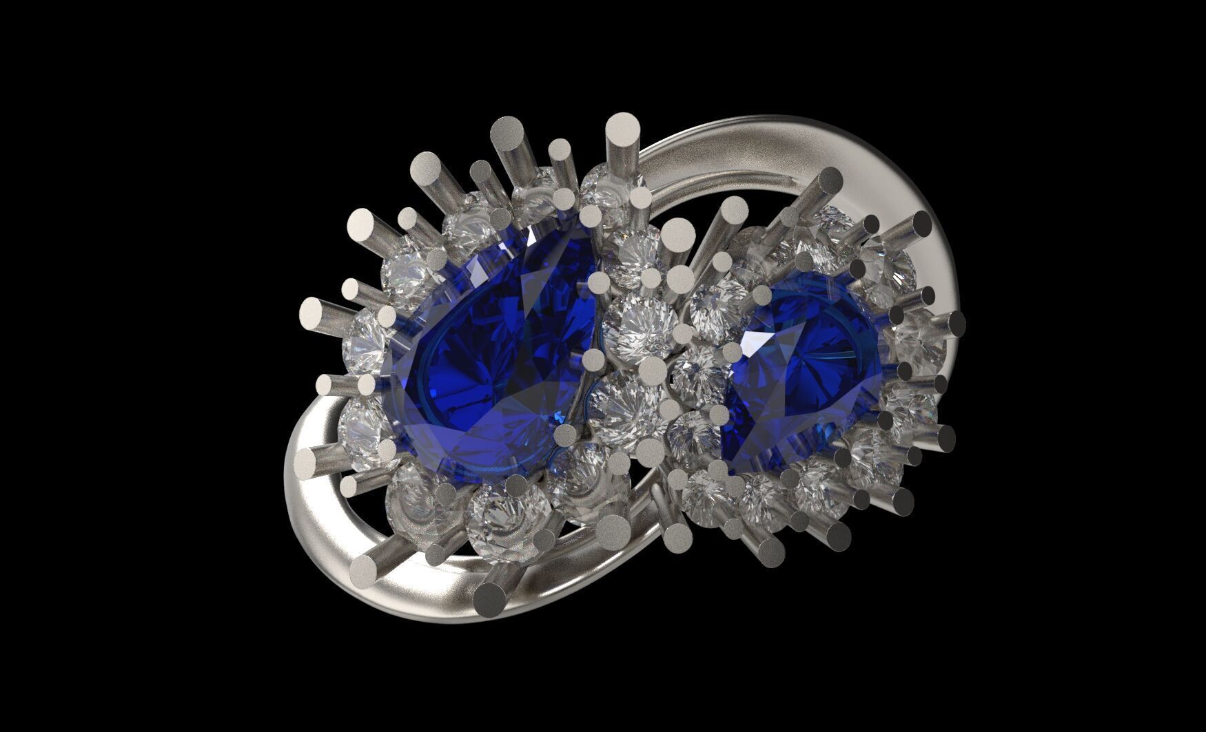 Ring two pears 3D print model_2