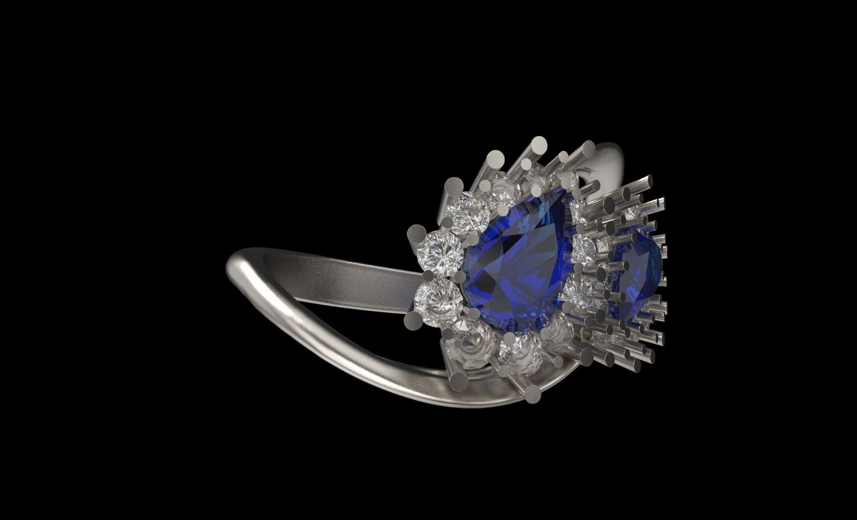 Ring two pears 3D print model_4