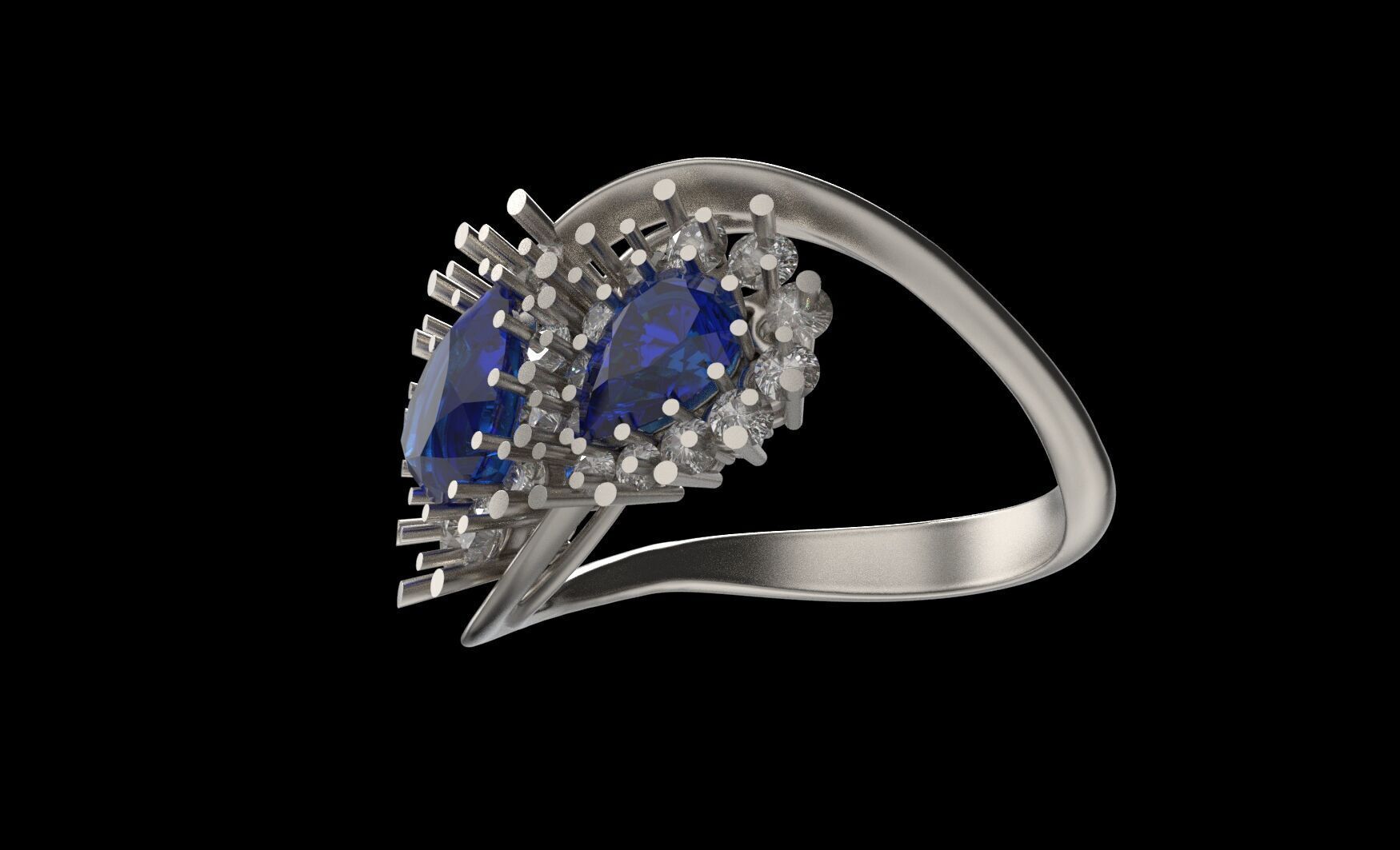 Ring two pears 3D print model_5