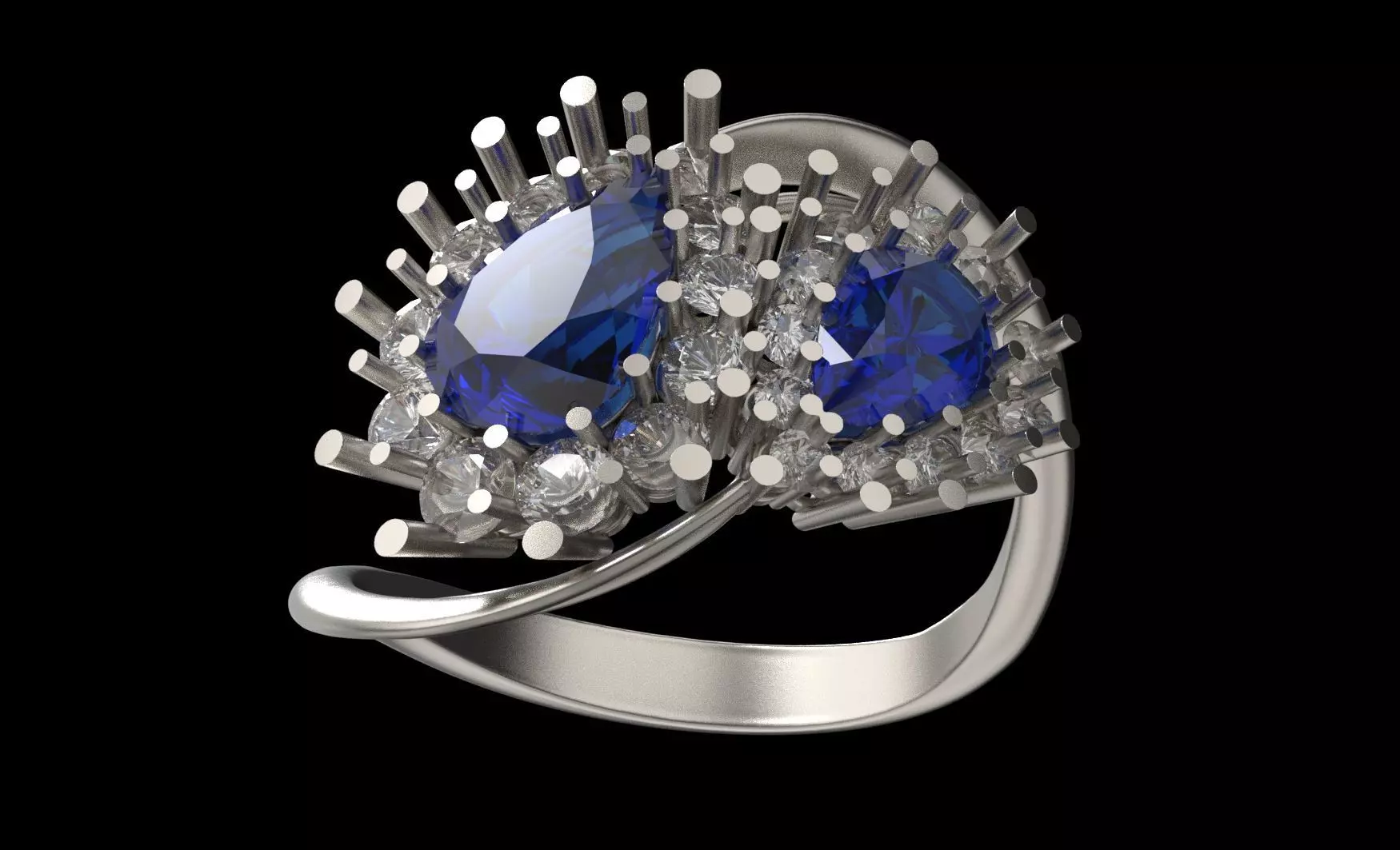 Ring two pears 3D print model_0