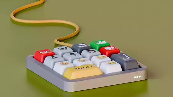 Mini keyboard VR  AR  low-poly 3d model Low-poly 3D model