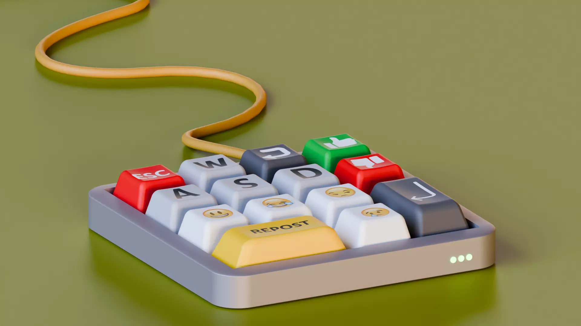 Mini keyboard VR AR low-poly 3d model Low-poly 3D model_0