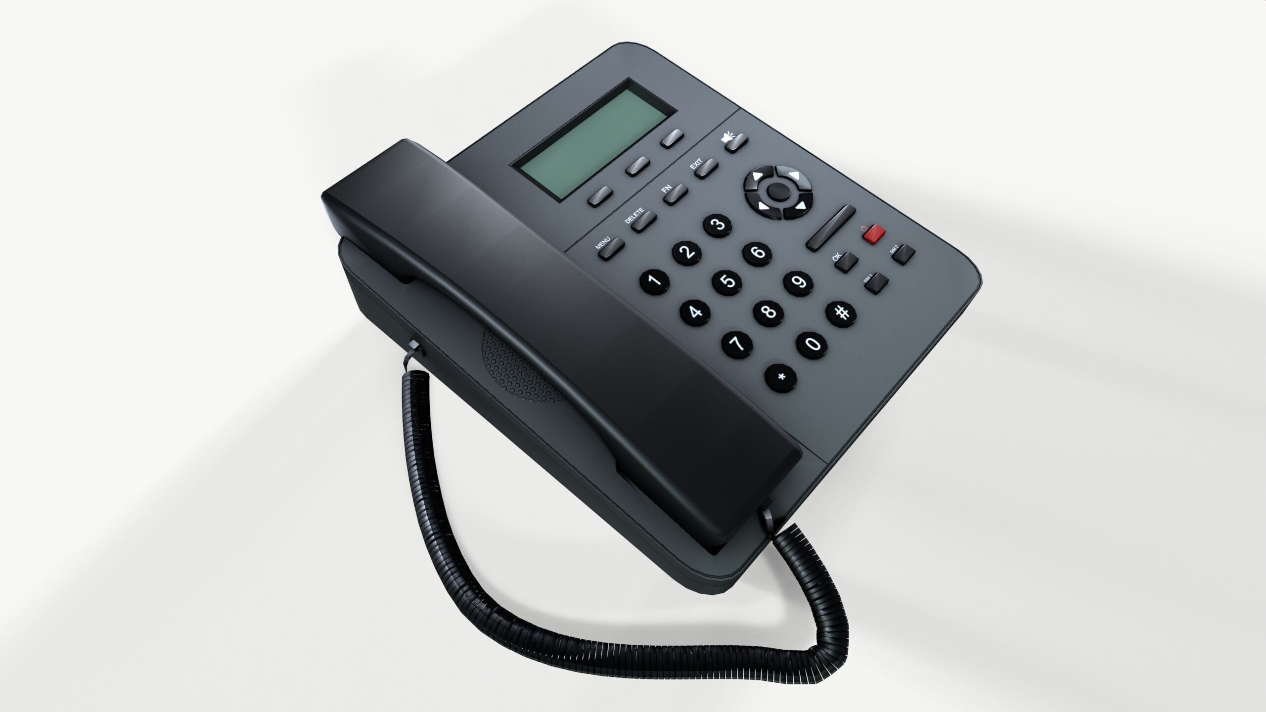 Corded Telephone Land Line Low-poly 3D model_2