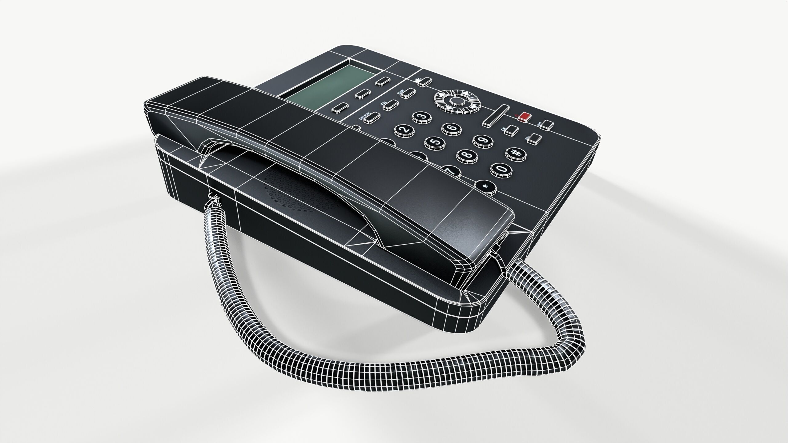 Corded Telephone Land Line Low-poly 3D model_7