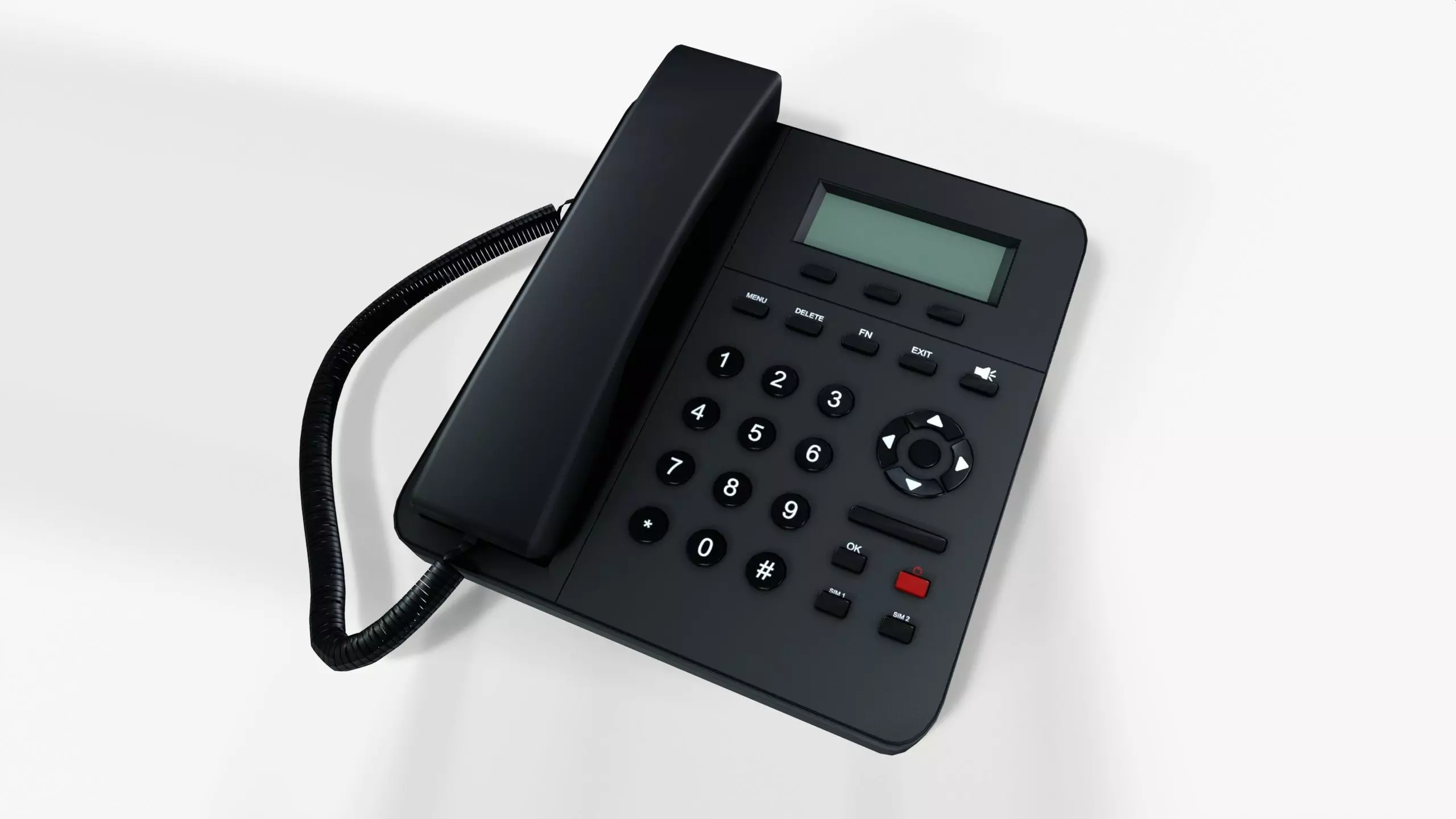 Corded Telephone Land Line Low-poly 3D model_0