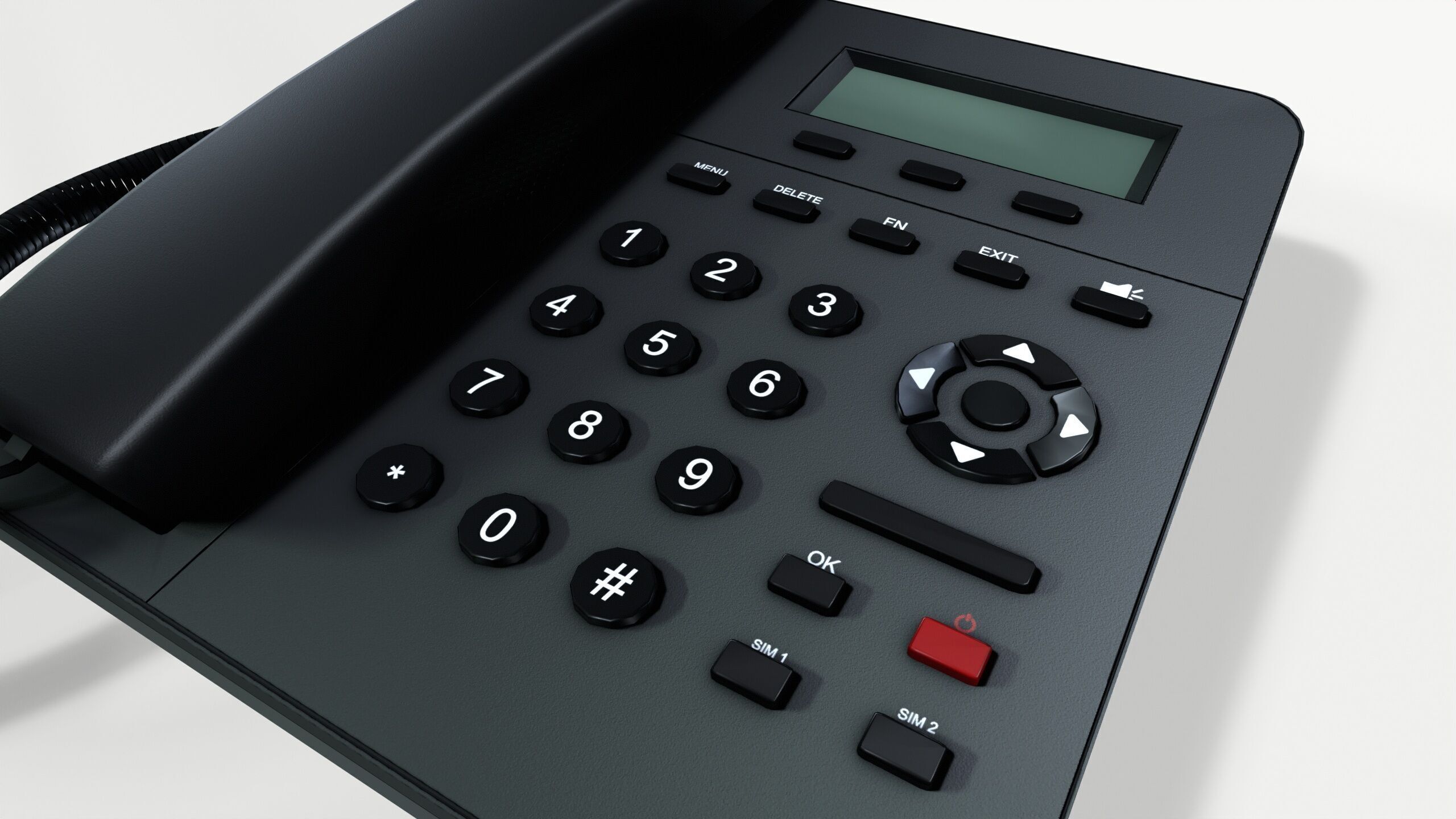 Corded Telephone Land Line Low-poly 3D model_4