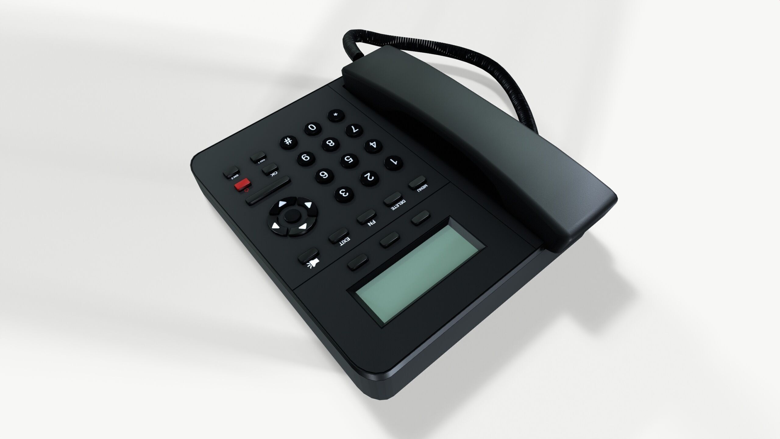 Corded Telephone Land Line Low-poly 3D model_3