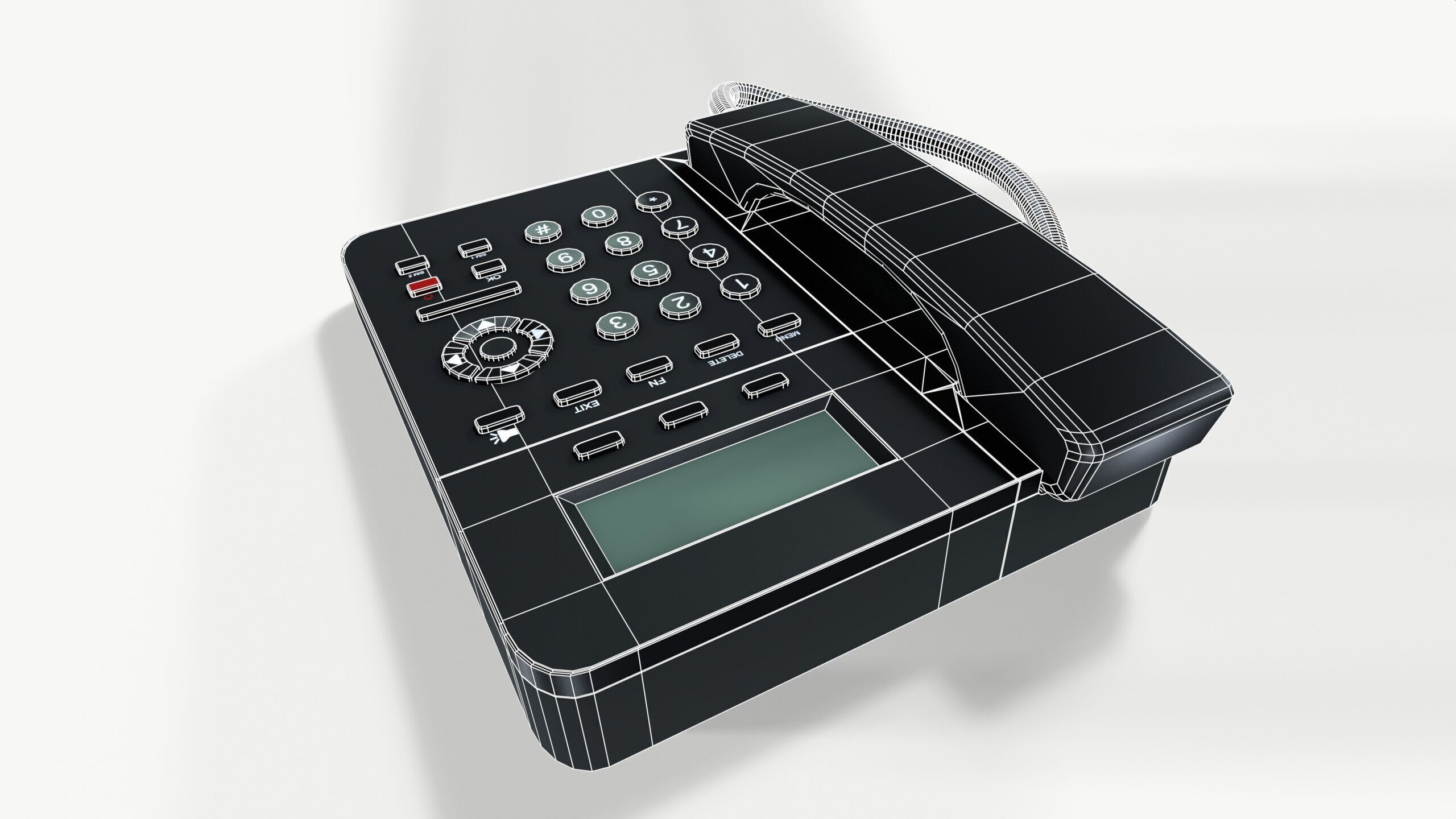 Corded Telephone Land Line Low-poly 3D model_8