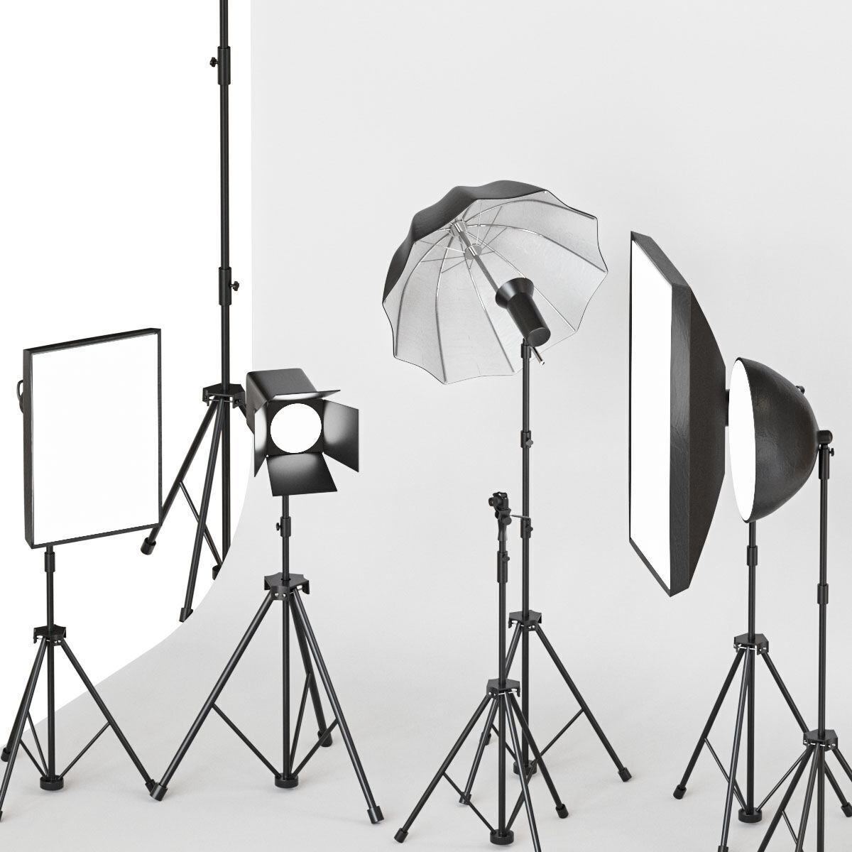  A set of studio equipment 3D model_1