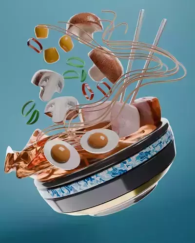 Ramen VR  AR  low-poly 3d model