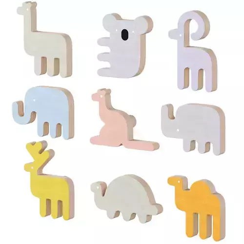 Kids animal furniture handles and wall hooks