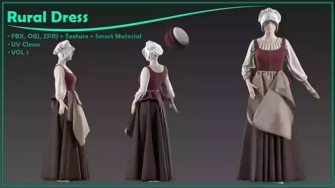 female rural dress with texture and smart material