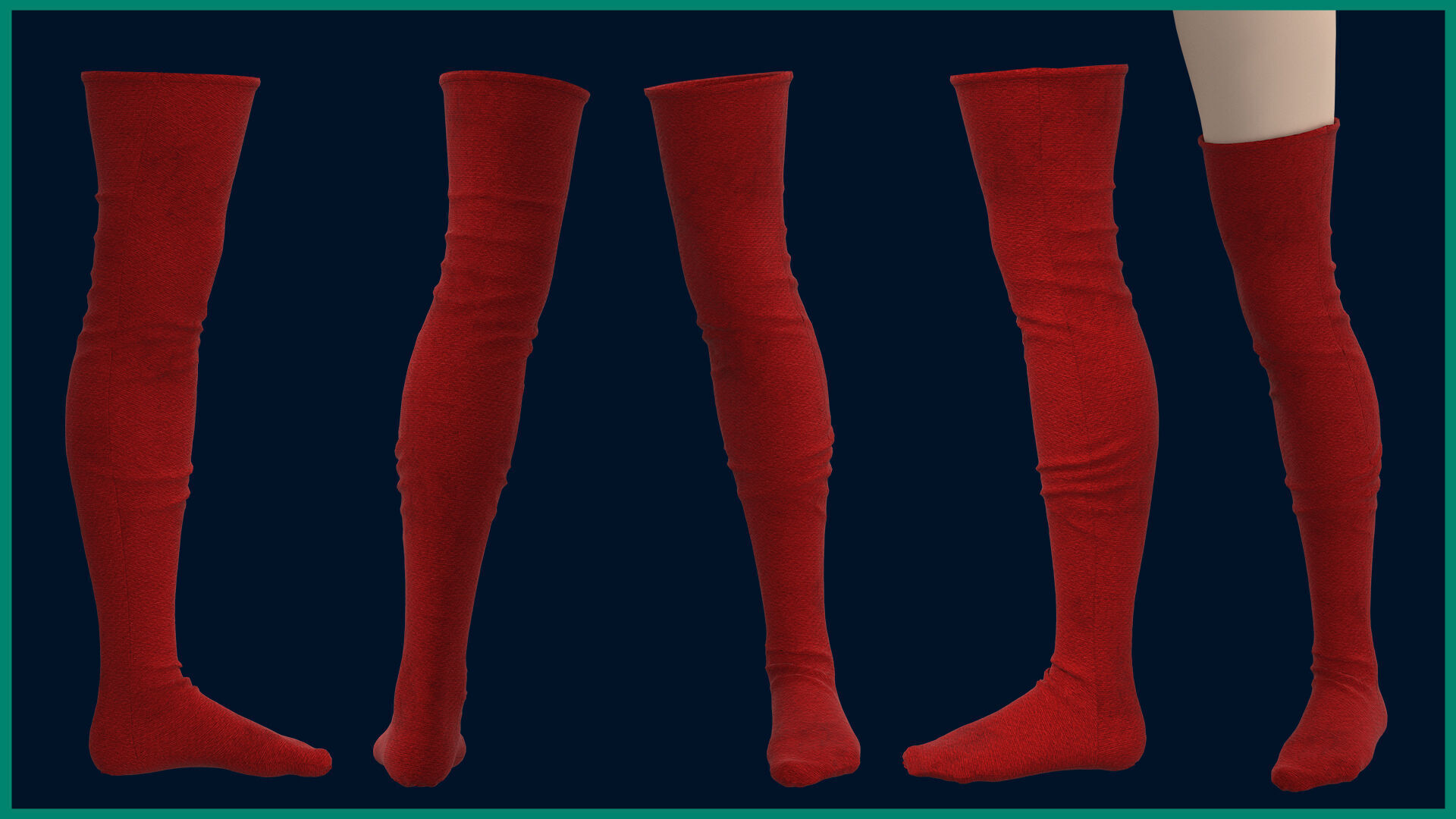 12 female socks 3D model_1