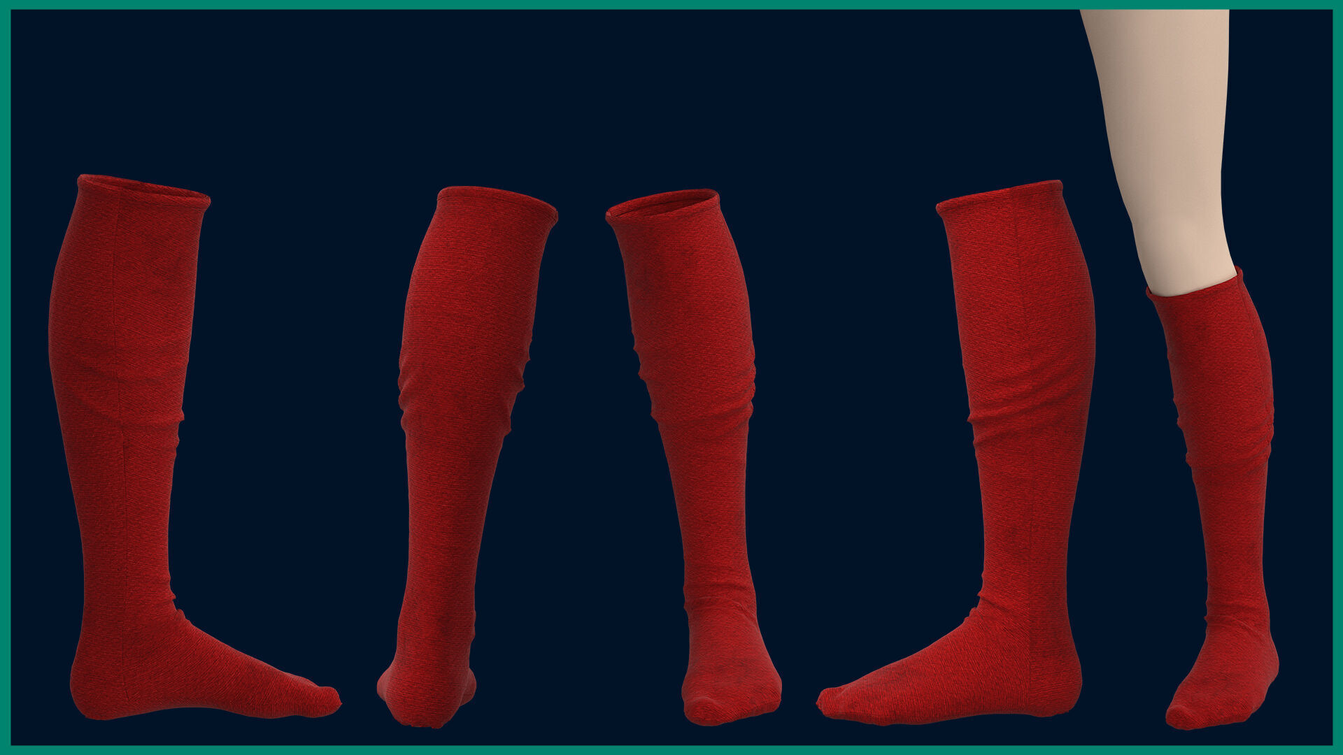 12 female socks 3D model_4
