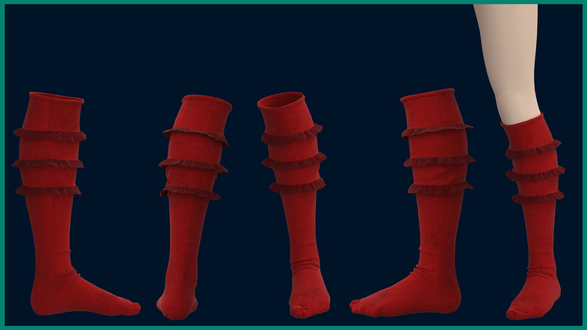 12 female socks 3D model_3