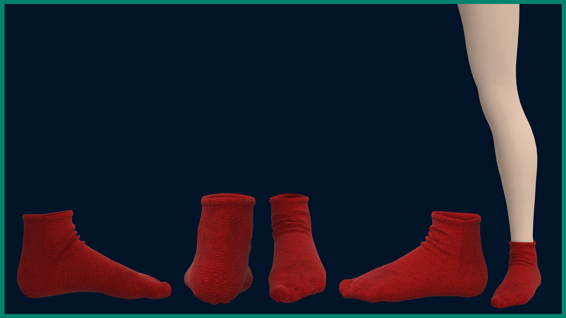 12 female socks 3D model_7