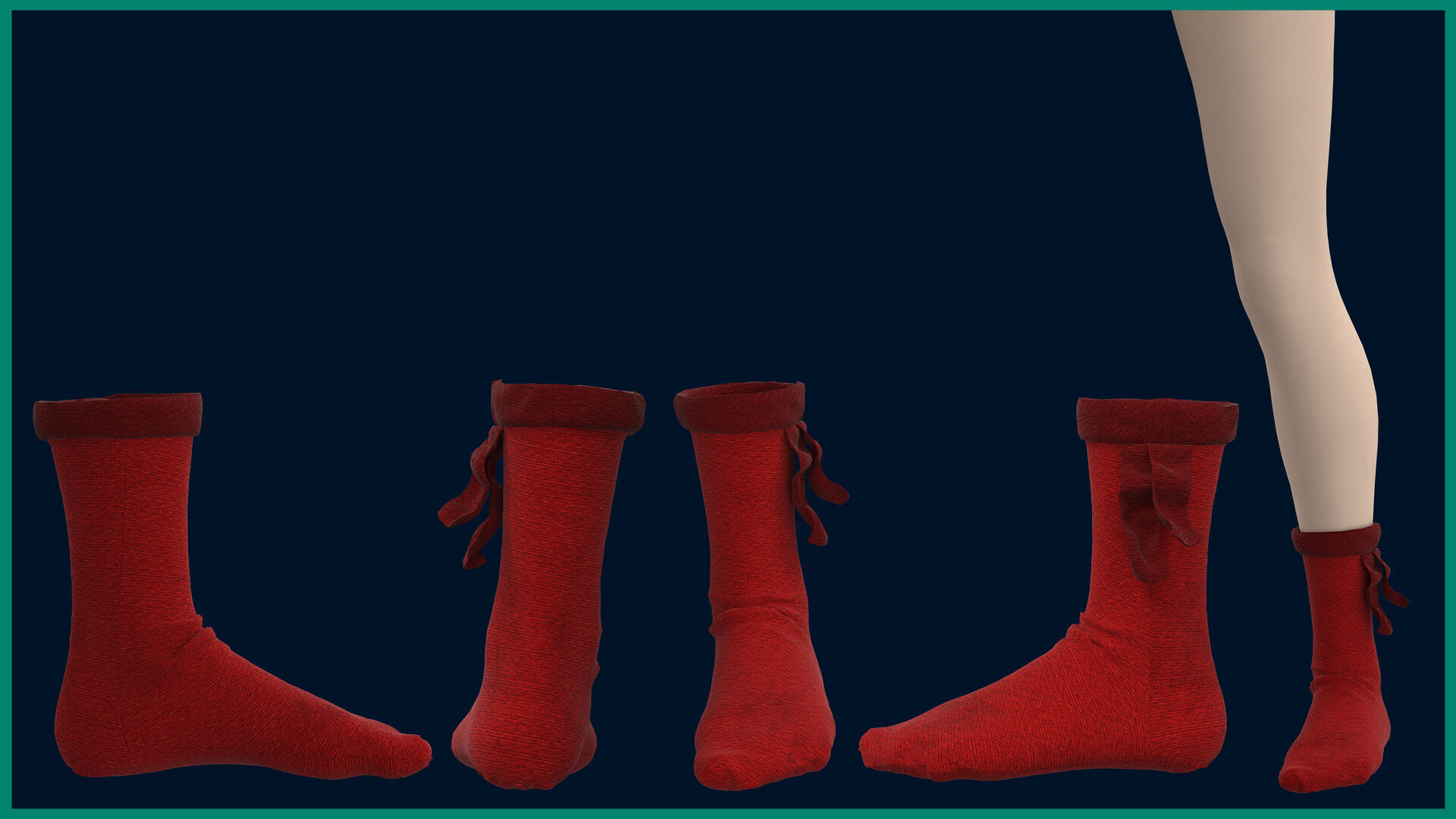 12 female socks 3D model_6