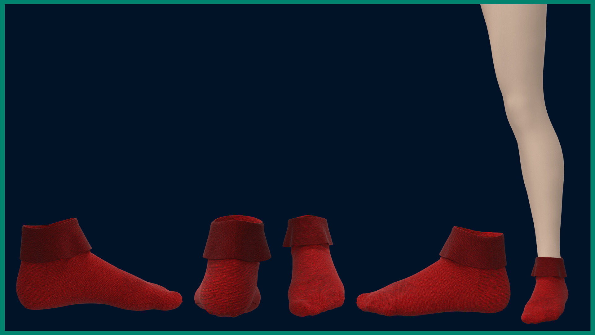12 female socks 3D model_8