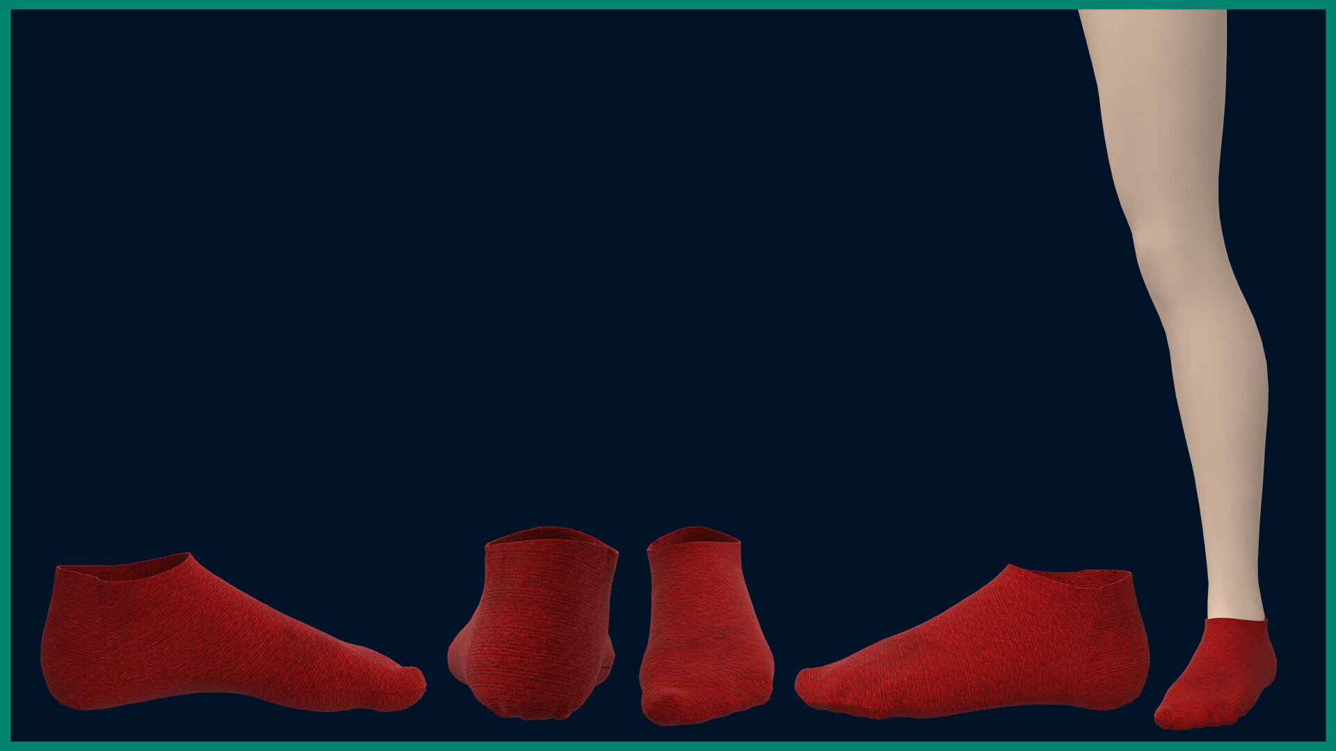 12 female socks 3D model_9