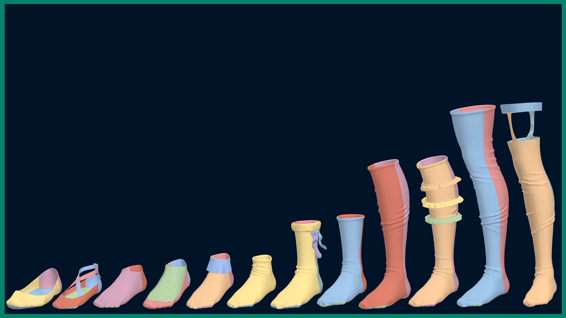 12 female socks 3D model_14