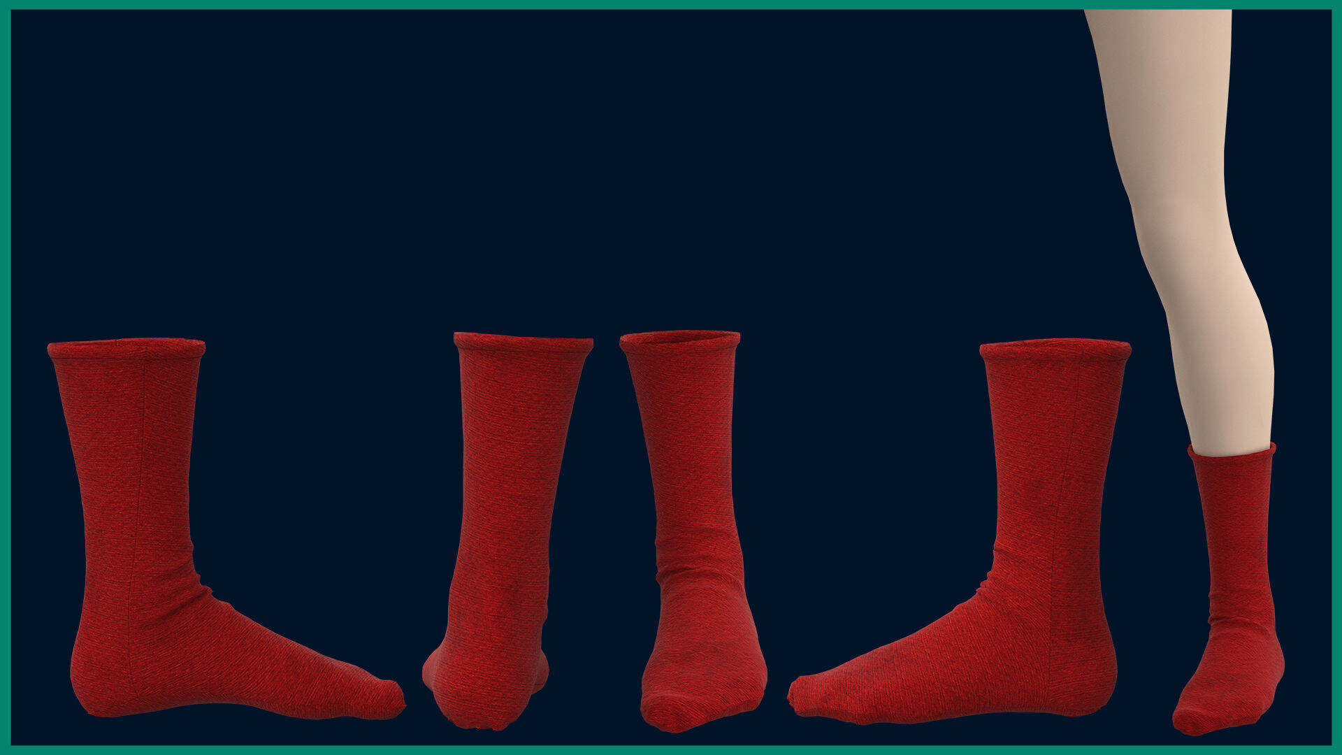 12 female socks 3D model_5