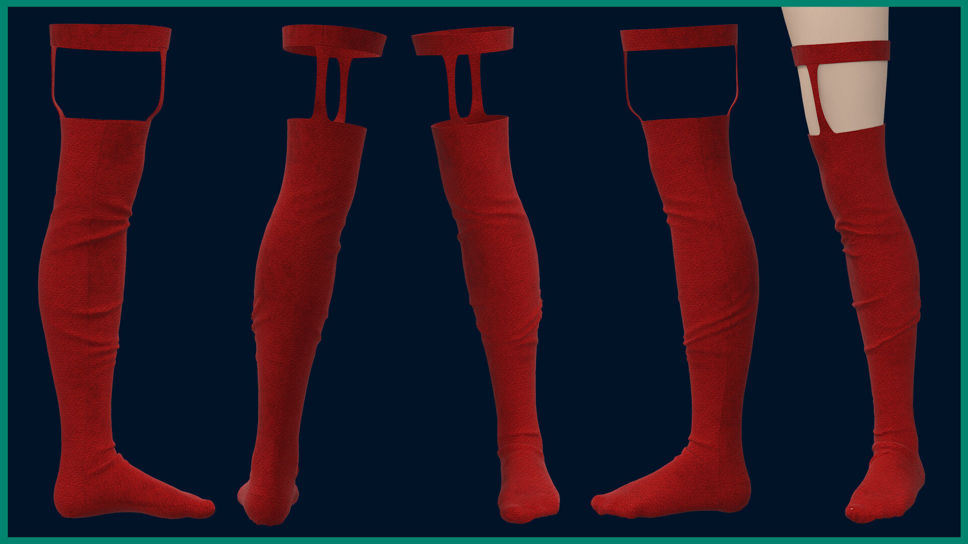 12 female socks 3D model_2